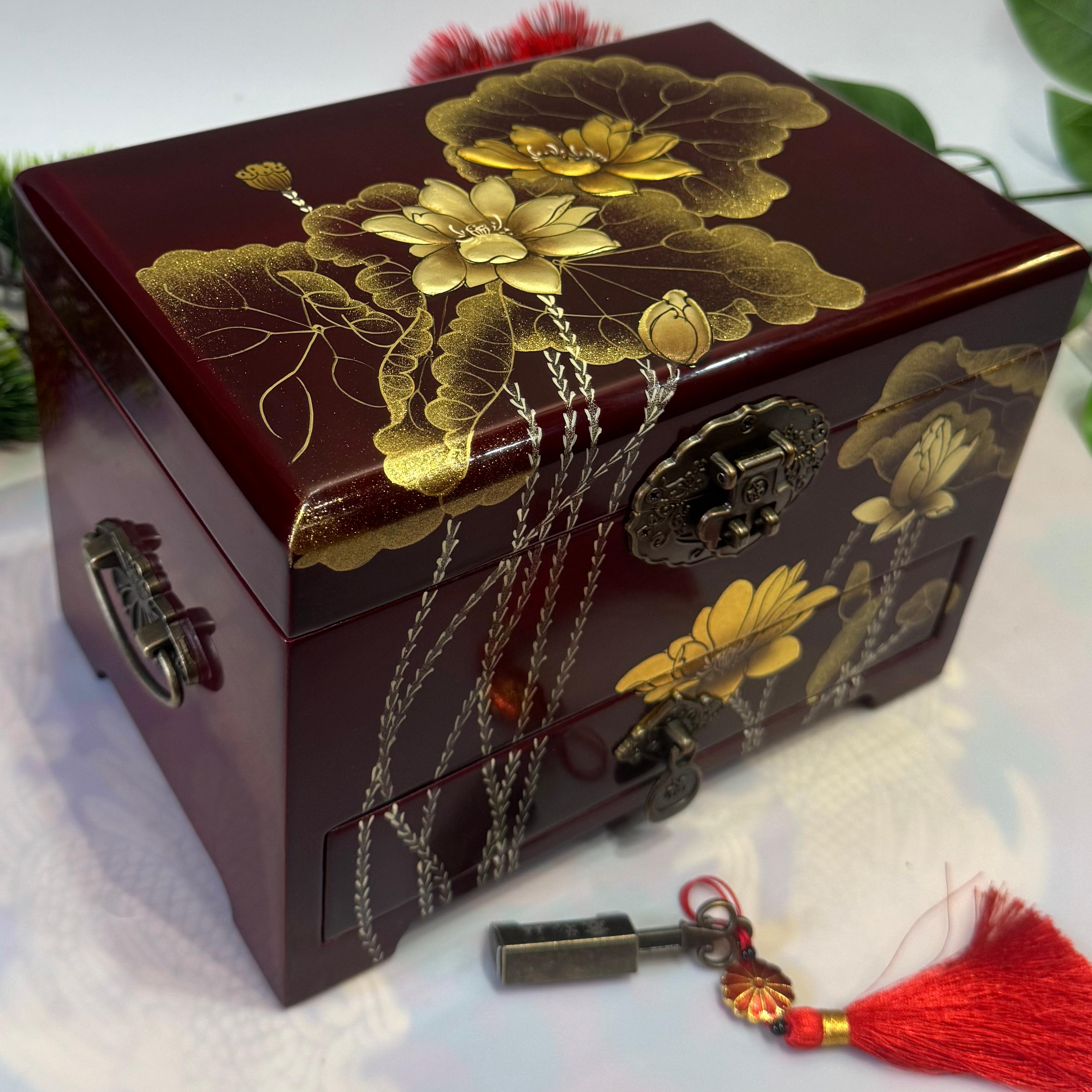 50% off Handmade Pingyao Polished Lacquer Art Box, 21 -Size  for Artists, Mirror-Gloss Finish on Sturdy Wooden Case, Chinese Scholar's Storage Case.