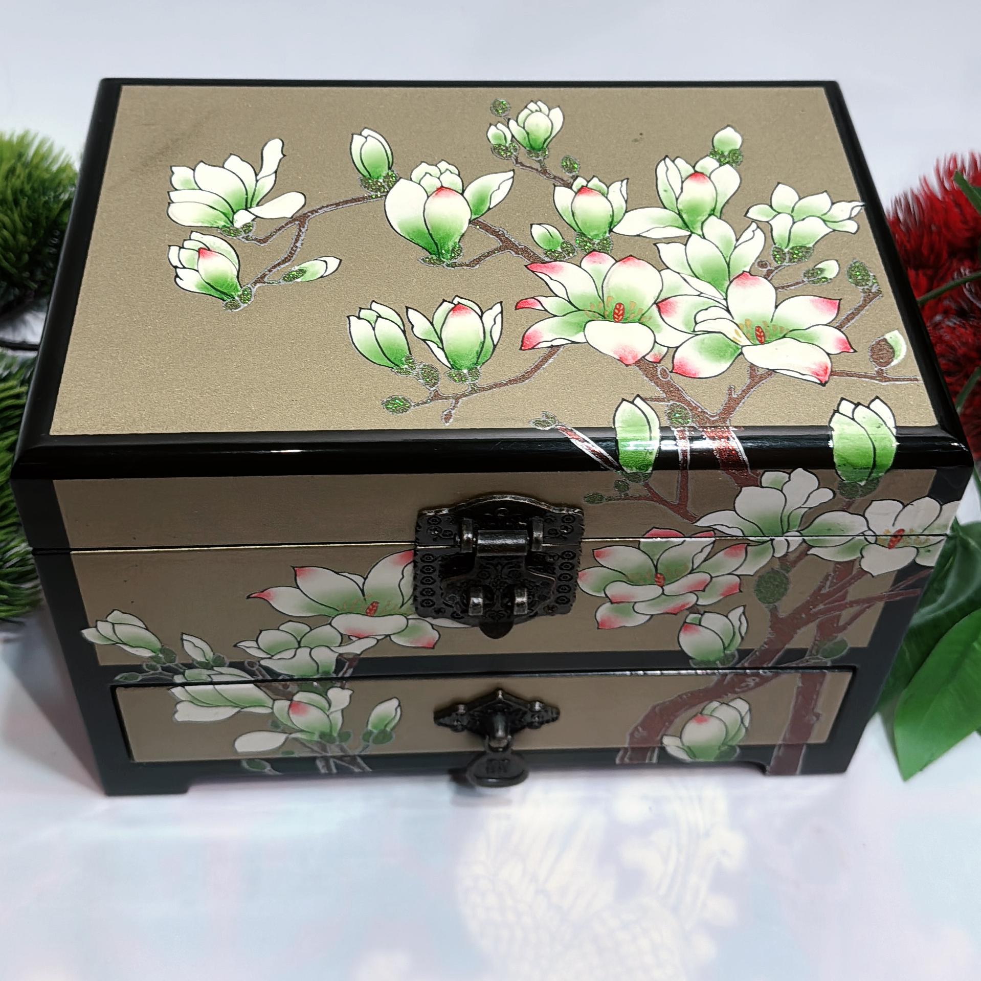 50% off Handmade Pingyao Floating Lacquer Art Box, 21 of Ethereal Depth, Abstract Flow Jewelry Case, Collector's Chinese Folk Art Organizer.