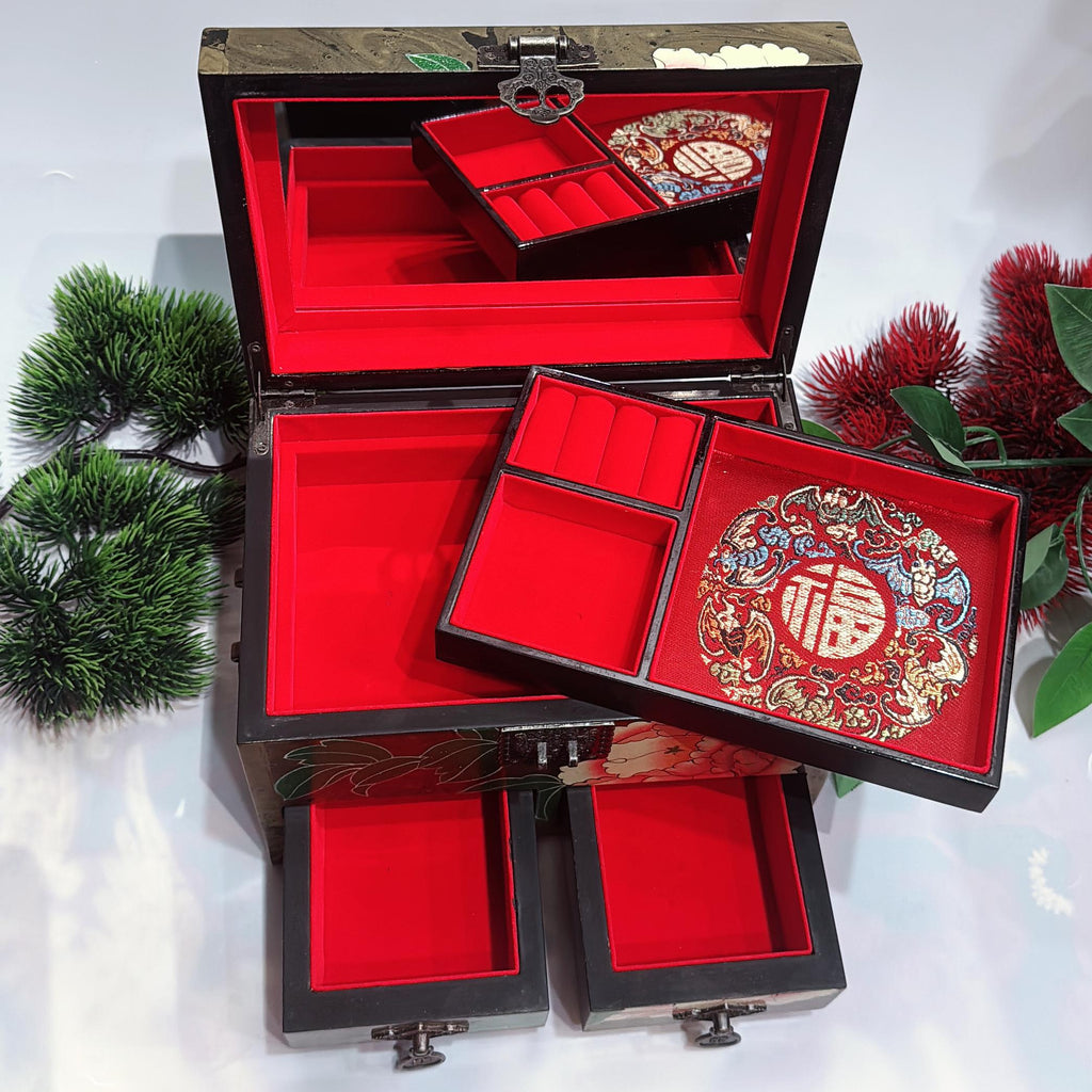 50% off Handmade Pingyao Floating Lacquer Art Box, 21 of Ethereal Depth, Abstract Flow Jewelry Case, Collector's Chinese Folk Art Organizer.
