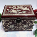 50% off Lacquer Watch Box with Glass Lid 23cm, Handmade Lacquerware Jewelry Storage Box | Pingyao Gliding Lacquer Technique, Copper Wire & Shell Inlay Decoration, Gift for Watch Lovers.