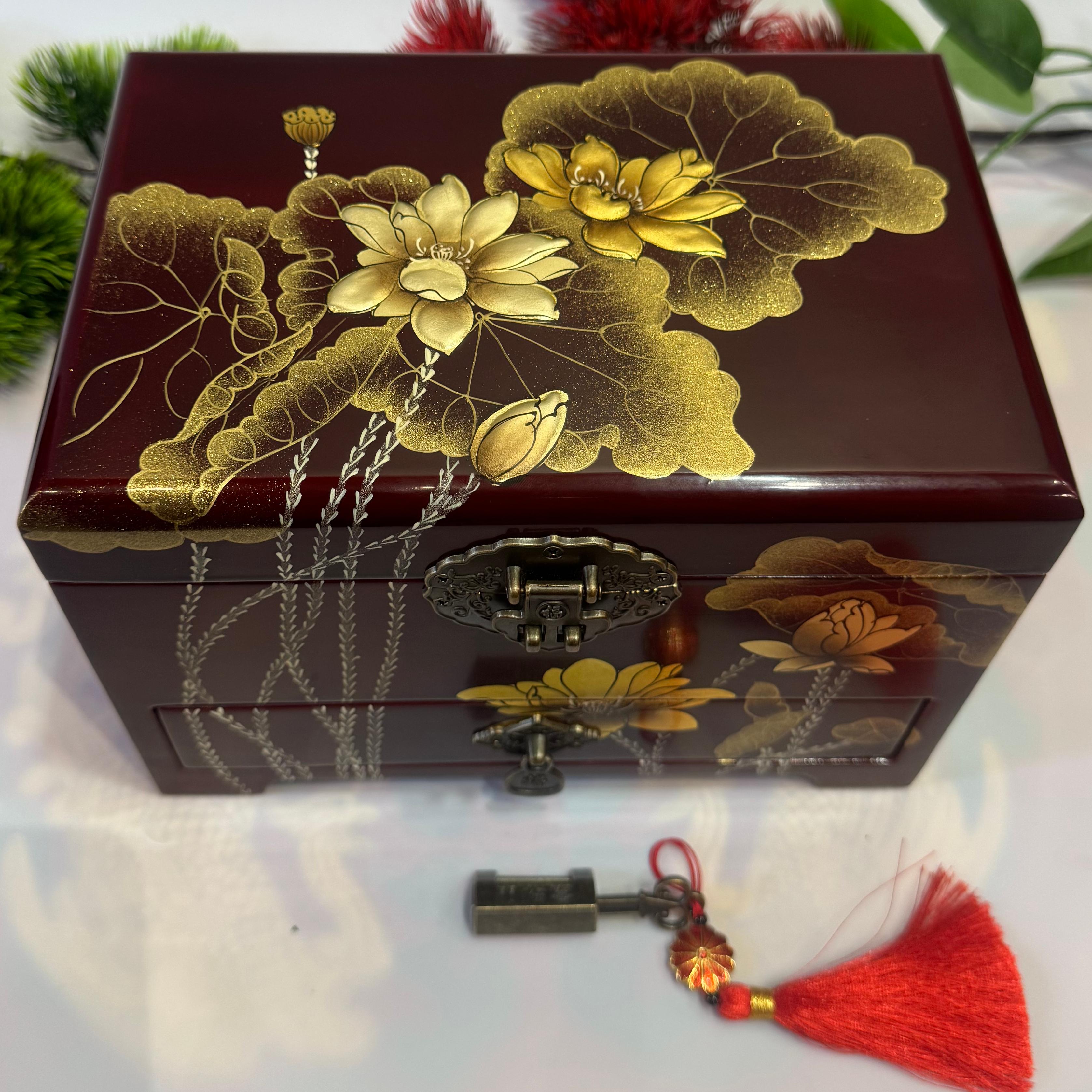 50% off Handmade Pingyao Polished Lacquer Art Box, 21 -Size  for Artists, Mirror-Gloss Finish on Sturdy Wooden Case, Chinese Scholar's Storage Case.
