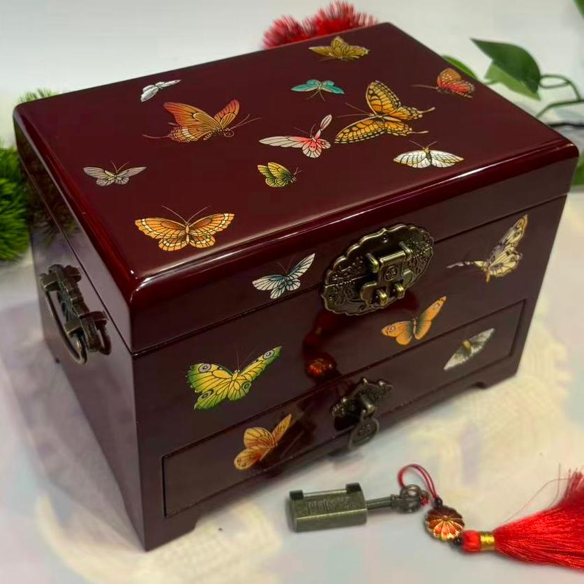 50% off Handmade Pingyao Polished Lacquer Art Box, 21 -Size  for Artists, Mirror-Gloss Finish on Sturdy Wooden Case, Chinese Scholar's Storage Case.