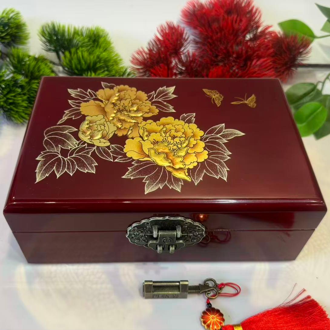 50% off Hand-Rubbed Pingyao "Mirror-Gloss" Lacquer Art Box, 21-Drawer Solid Wood Storage Case, Polished Brown Finish for Artists & Collectors.