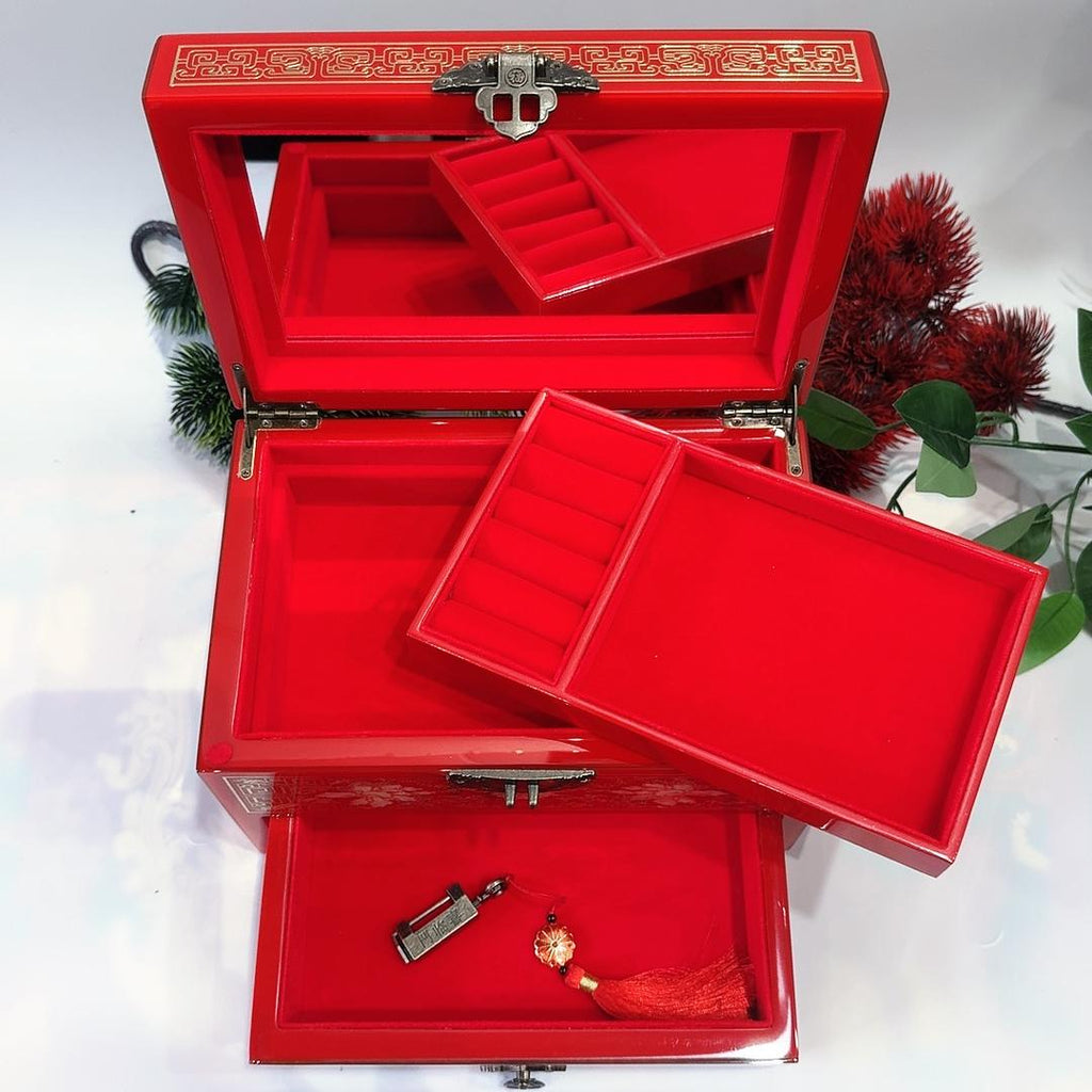 50% off Exquisite 23-Drawer Pingyao Lacquer Jewelry Cabinet, Piano Finish with Brass Wire & Mother of Pearl Inlay, Handcrafted Chinese Art Piece for Display.