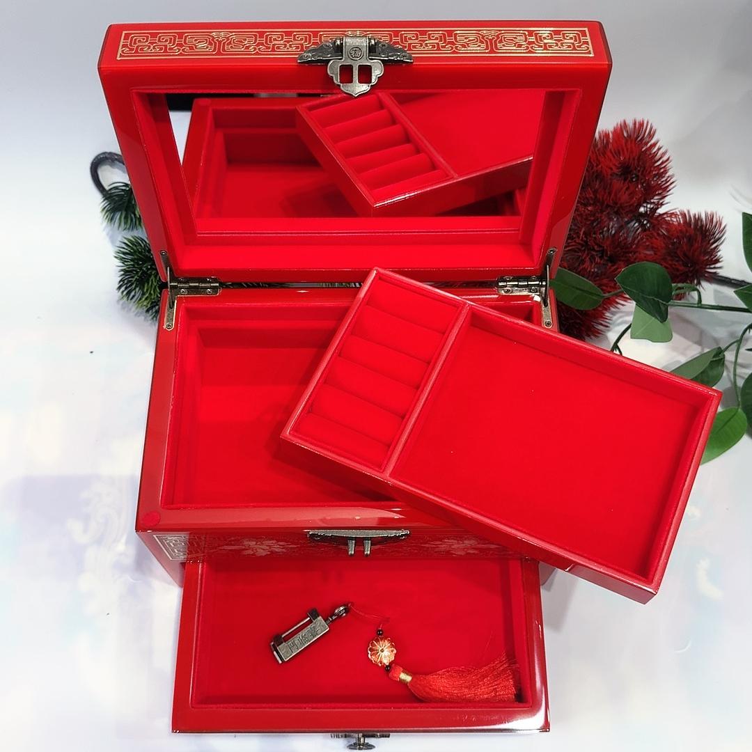 50% off Exquisite 23-Drawer Pingyao Lacquer Jewelry Cabinet, Piano Finish with Brass Wire & Mother of Pearl Inlay, Handcrafted Chinese Art Piece for Display.