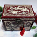 50% off 23-Size Antique Style Lacquer Storage Box, Handcrafted Pingyao Lacquer with Plain Body & Brass-Seashell Inlay, Side-Opening Design.