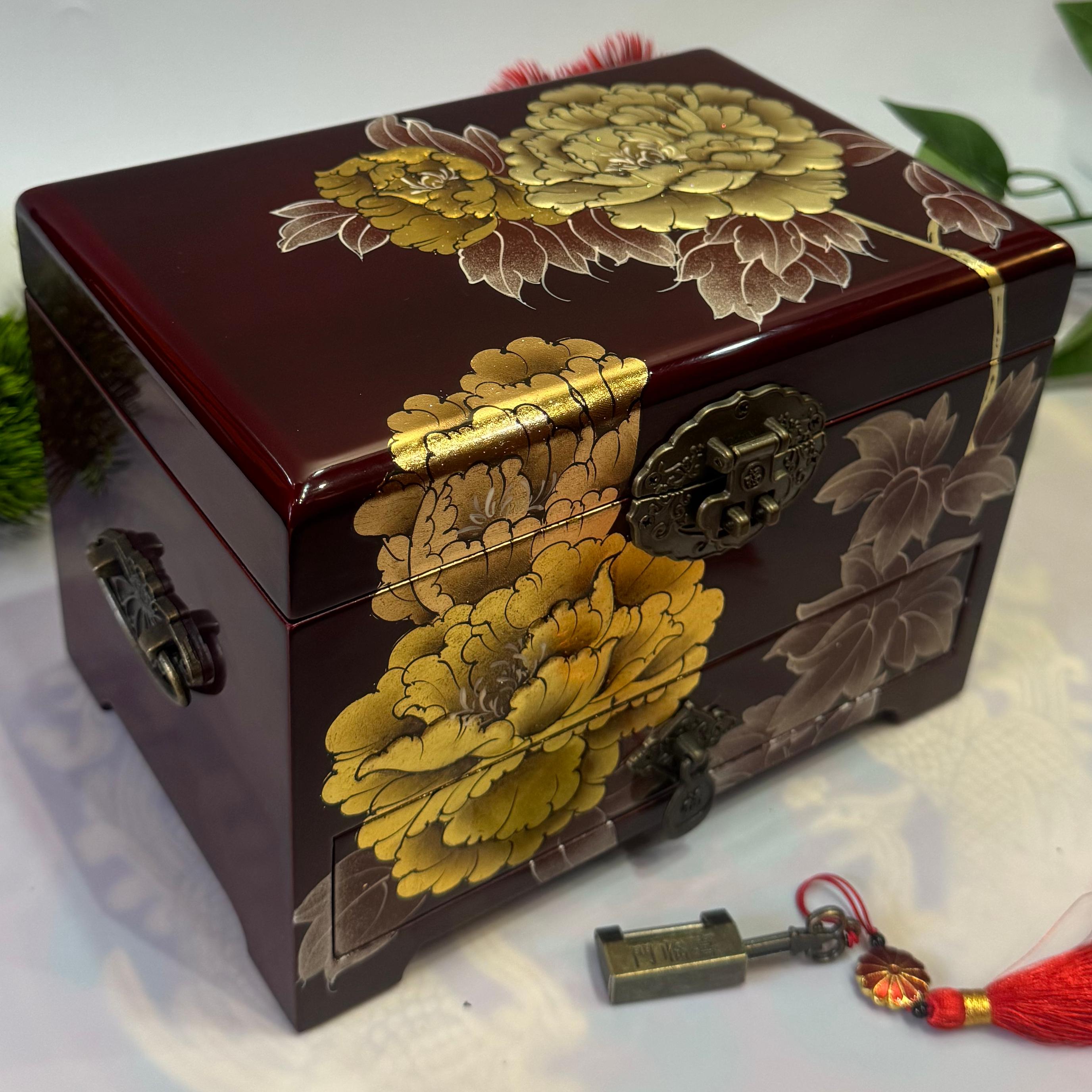 50% off Handmade Pingyao Polished Lacquer Art Box, 21 -Size  for Artists, Mirror-Gloss Finish on Sturdy Wooden Case, Chinese Scholar's Storage Case.