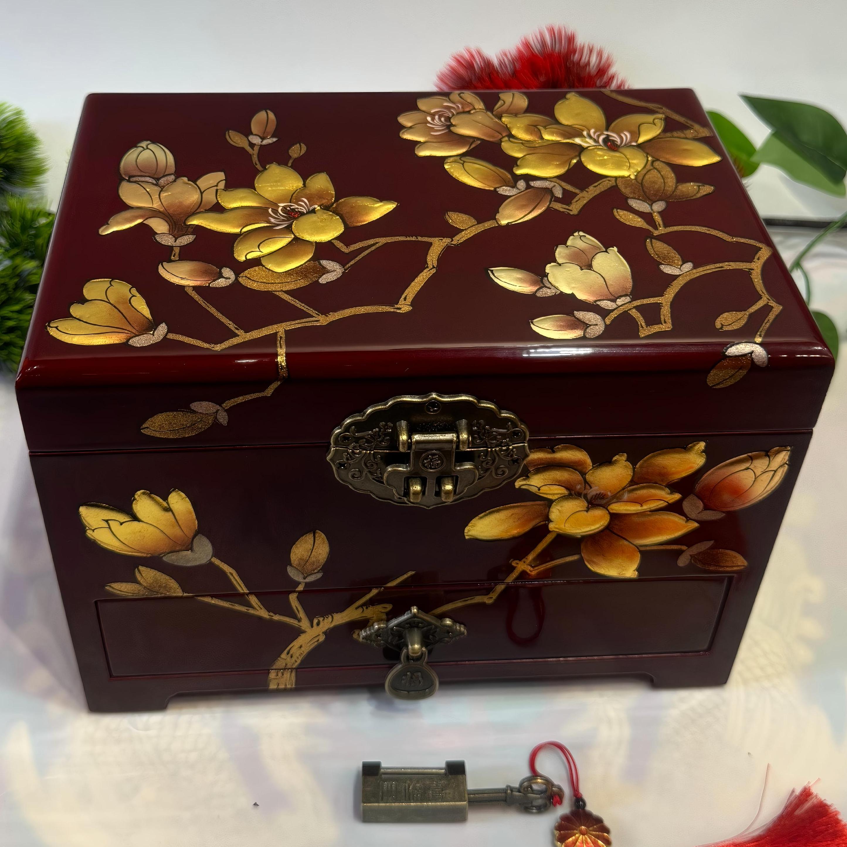 50% off Handmade Pingyao Polished Lacquer Art Box, 21 -Size  for Artists, Mirror-Gloss Finish on Sturdy Wooden Case, Chinese Scholar's Storage Case.