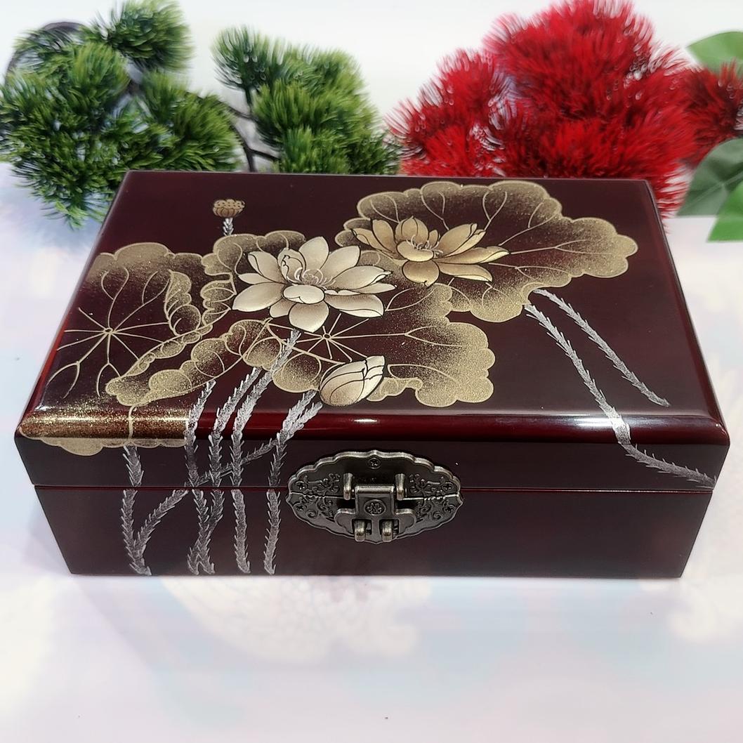 50% off Hand-Rubbed Pingyao "Mirror-Gloss" Lacquer Art Box, 21-Drawer Solid Wood Storage Case, Polished Brown Finish for Artists & Collectors.