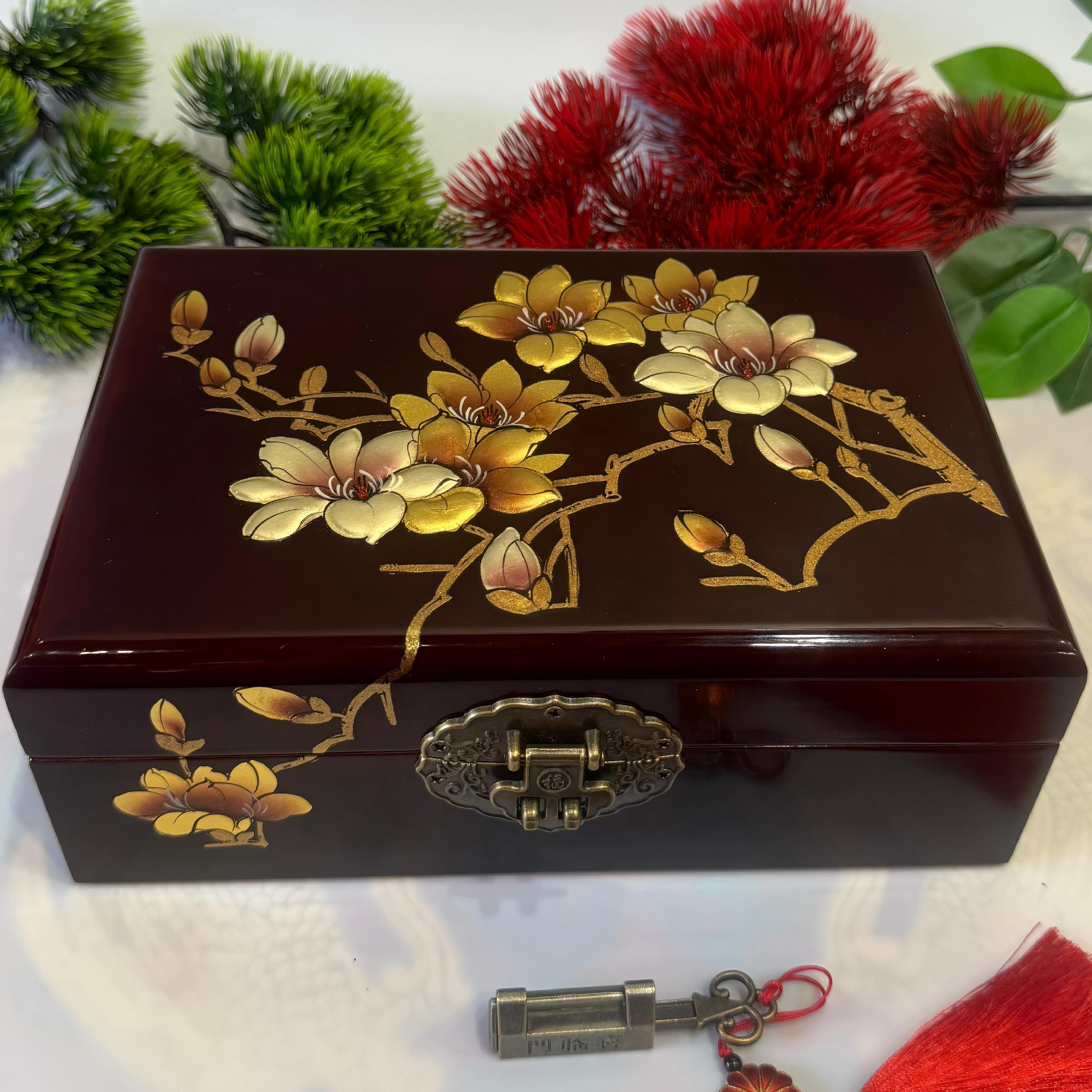 50% off Hand-Rubbed Pingyao "Mirror-Gloss" Lacquer Art Box, 21-Drawer Solid Wood Storage Case, Polished Brown Finish for Artists & Collectors.