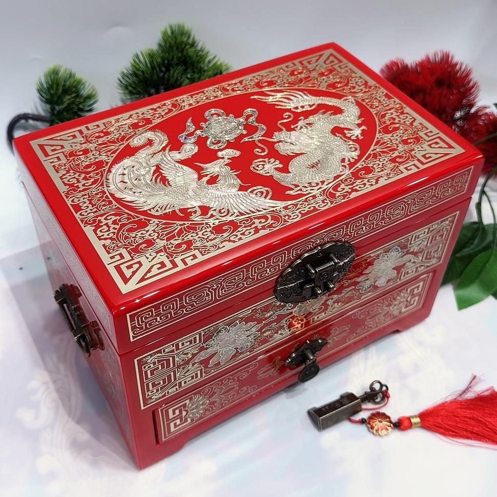 50% off Exquisite 23-Drawer Pingyao Lacquer Jewelry Cabinet, Piano Finish with Brass Wire & Mother of Pearl Inlay, Handcrafted Chinese Art Piece for Display.