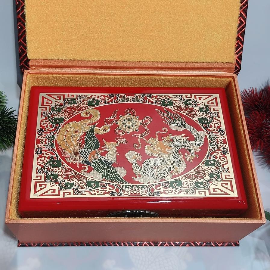 50% off 23 size Pingyao Lacquerware Box | Traditional Polished Copper Wire Inlaid Single Layer Hand-Painted Jewelry Case | Chinese Heritage Wedding Makeup Chest & Display Cabinet