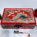 50% off 23 size Pingyao Lacquerware Box | Traditional Polished Copper Wire Inlaid Single Layer Hand-Painted Jewelry Case | Chinese Heritage Wedding Makeup Chest & Display Cabinet