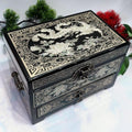 50% off 23-Size Exquisite Pingyao Lacquer Jewelry Box | Inlaid with Mother-of-Pearl & Brass Wire, High-Gloss Piano Finish, Single Drawer.