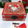 50% off Handmade Chinese Lacquer Jewelry Box, 19-Size, Brilliant Red Piano Finish, Square Shape with Brass Wire & Shell Inlay